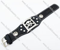 Stainless Steel Skull Leather Bracelet -JB140044