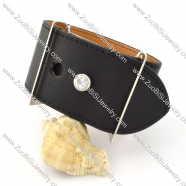 top quality 316L Steel Leather Bracelet -b000688