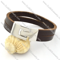 clean-cut oxidation-resisting steel Leather Bracelet -b000690