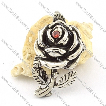 nice-looking oxidation-resisting steel Red Stone Rose Pendants for Ladies - p000473