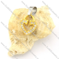 attractive yellow gold small Stainless Steel Heart Pendants - p000488