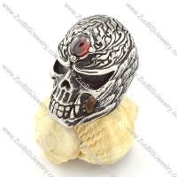 brilliant noncorrosive steel Red Stone Skull Ring with punk style for Motorcycle bikers - r000513