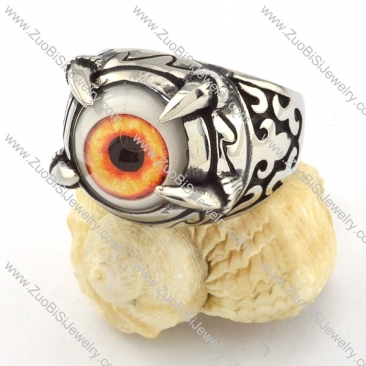 clean-cut nonrust steel Orange Eye Ring with punk style for Motorcycle bikers - r000537