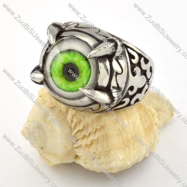 top quality 316L Stainless Steel Green Eye Ring with punk style for Motorcycle bikers - r000539