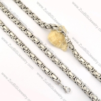 comely Steel Stamping Necklace with Bracele Set - s000230