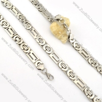 nice-looking Stainless Steel Stamping Necklace with Bracele Set - s000259