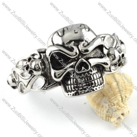 Mens' Big Stainless Steel Skull Bangle - b000093