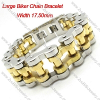 0.70 inch Width Heavy Gold Polishing Motorcycle Bike Chain Bracelet -b000628-1