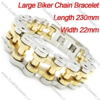 Men's Heavy Silver Biker Gold Polishing Biker Chain Bracelet -b000628-11