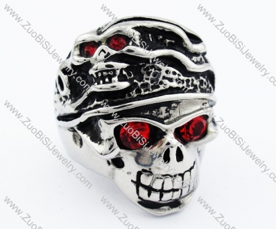 Ugly Red Eyes Stainless Steel skull Ring - JR090275