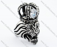 Stainless Steel crowned lion Ring - JR090287