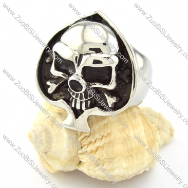 Black Heart Shaped Stainless Steel Skull Rings -r000695