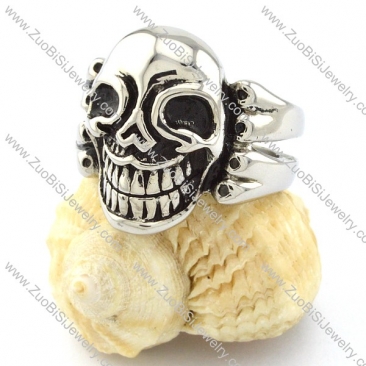 Mens Skull Ring in Stainless Steel for Motorcycle Bikers -r000714