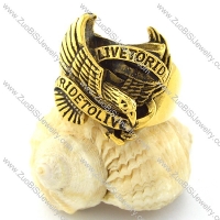 Yellow Gold Pating RIDE TO LIVE Eagle Ring for Motorcycle Bikers -r000726