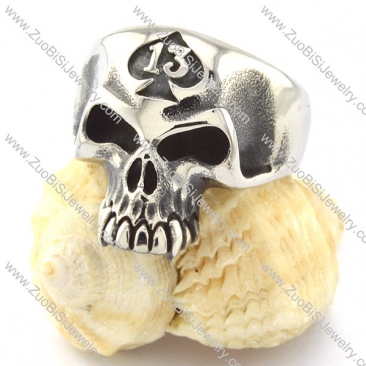 13 Mens Skull Ring in Stainless Steel -r000739