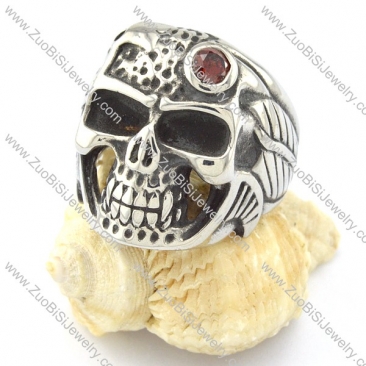 Mens Skull Ring in Stainless Steel for Motorcycle Bikers -r000744