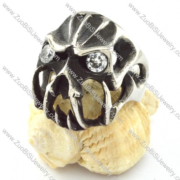 Mens Skull Ring in Stainless Steel for Motorcycle Bikers -r000745