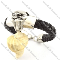 Black Leather Tiger Bracelet for Men -b000999