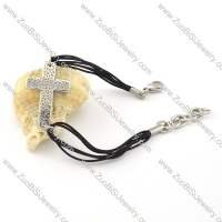 Fashion Stainless Steel Black Cord Bracelet -b001066