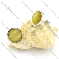 attractive Steel Cat Eye Stone Earring -e000523