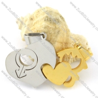 functional Steel Heart Couples Pendants -p000948