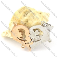 top quality 316L Steel Heart Couples Pendants -p000957