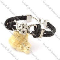 economic oxidation-resisting steel Leather Bracelet -b001289