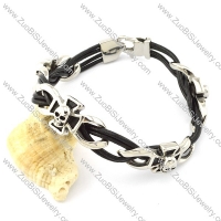 Secial Stainless Steel Skull Leather Bracelet -b001292