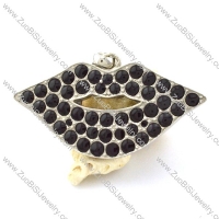 Beautiful Lady Lip Pendant with Black Rhinestone in Stainless Steel Metal -p001074