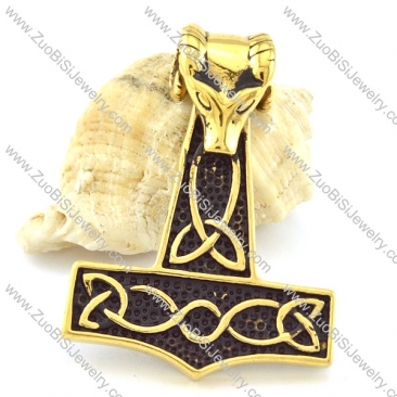 Black Gold Steel Sheep Head Hammer Pendant -p001095