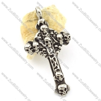 Stainless Steel Multi Skulls Cross Pendant -p001100