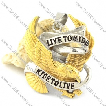 Silver and Gold LIVE TO RIDE Eagle Pendant -p001104