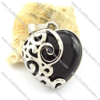 Black Stone Heart Pendant -p001106