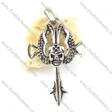 Economic Stainless Steel Skull Cross Pendant -p001110