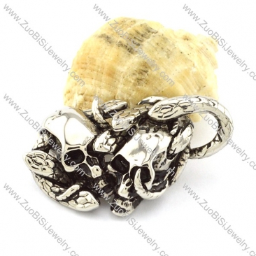 Steel Two Skull Heads Pendant -p001118