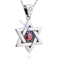 red rhinestone hexagram pendant JP350069