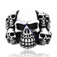 Bigger Multi Skull Head Ring in 316L Stainless Steel -JR350218