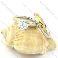 2 Tones Elegant Weddig Ring in Stainless Steel Metal -r000935