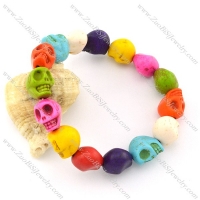 Elastic Colorful Resin Skull Heads Bracelet is Mexican Sugar Skull Jewelry -b001317