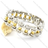 Unique 22mm Wide Gold and Silver Tone Bike Chain Bracelet -b001333