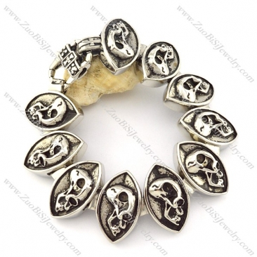 10 Oval Skull Charm linking for Stainless Steel Bracelet -b001336