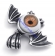 Round Evil Eye Ball Pendant Crafted Casting Bat in Stainless Steel -JP450001
