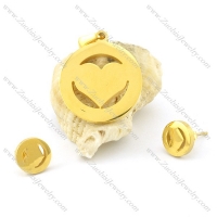 gold plated heart jewelry set s000847