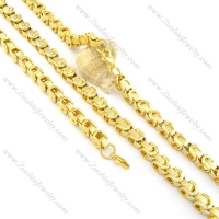 8mm gold plated necklace and bracelet s000825