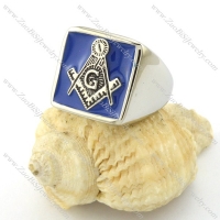 stainless steel masonic rings crafted of blue epoxy -r001087