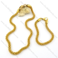 corn chain jewelry set including gold tone bracelet and necklace -s000708