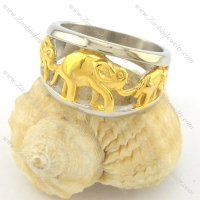 3 Gold Plating Elephants Stainless Steel Ring r001459