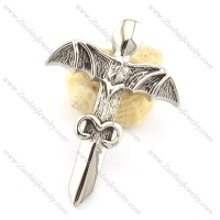 big stainless steel wing pendant p001566