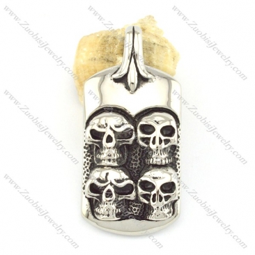 big 4 skull head dog tag for mens p001556