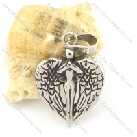 heart shaped angel pendant in stainless steel p001539